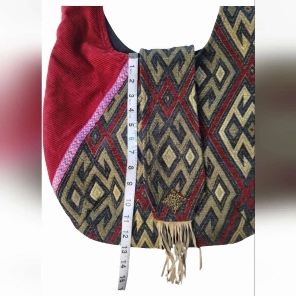 Suede Poluschka Hobo Shoulder Bag with Fringed Closure Flap